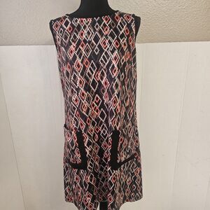 Aryeh Sleeveless  Dress Sz Medium Geometric Retro Vintage Inspired Artsy S0366